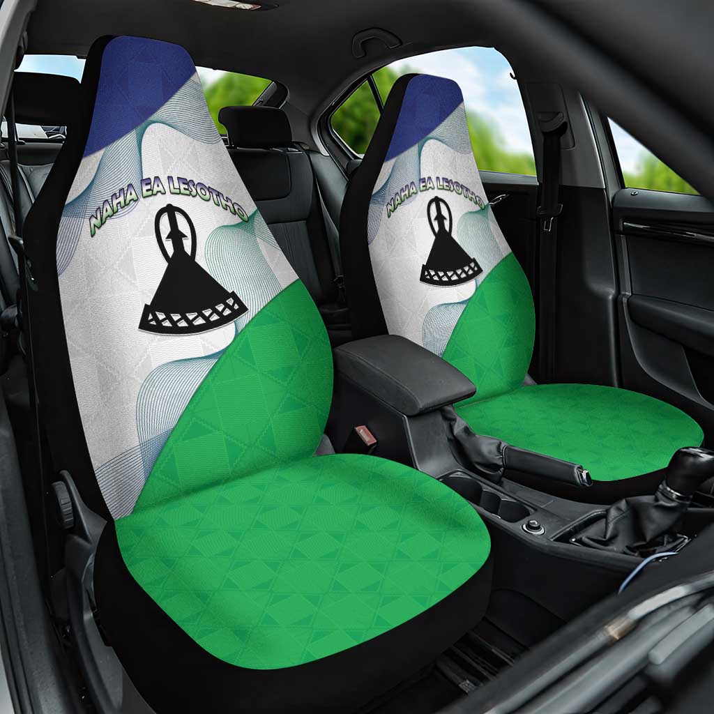 Naha ea Lesotho Car Seat Cover Coat Of Arms With Kente Pattern - African Pride