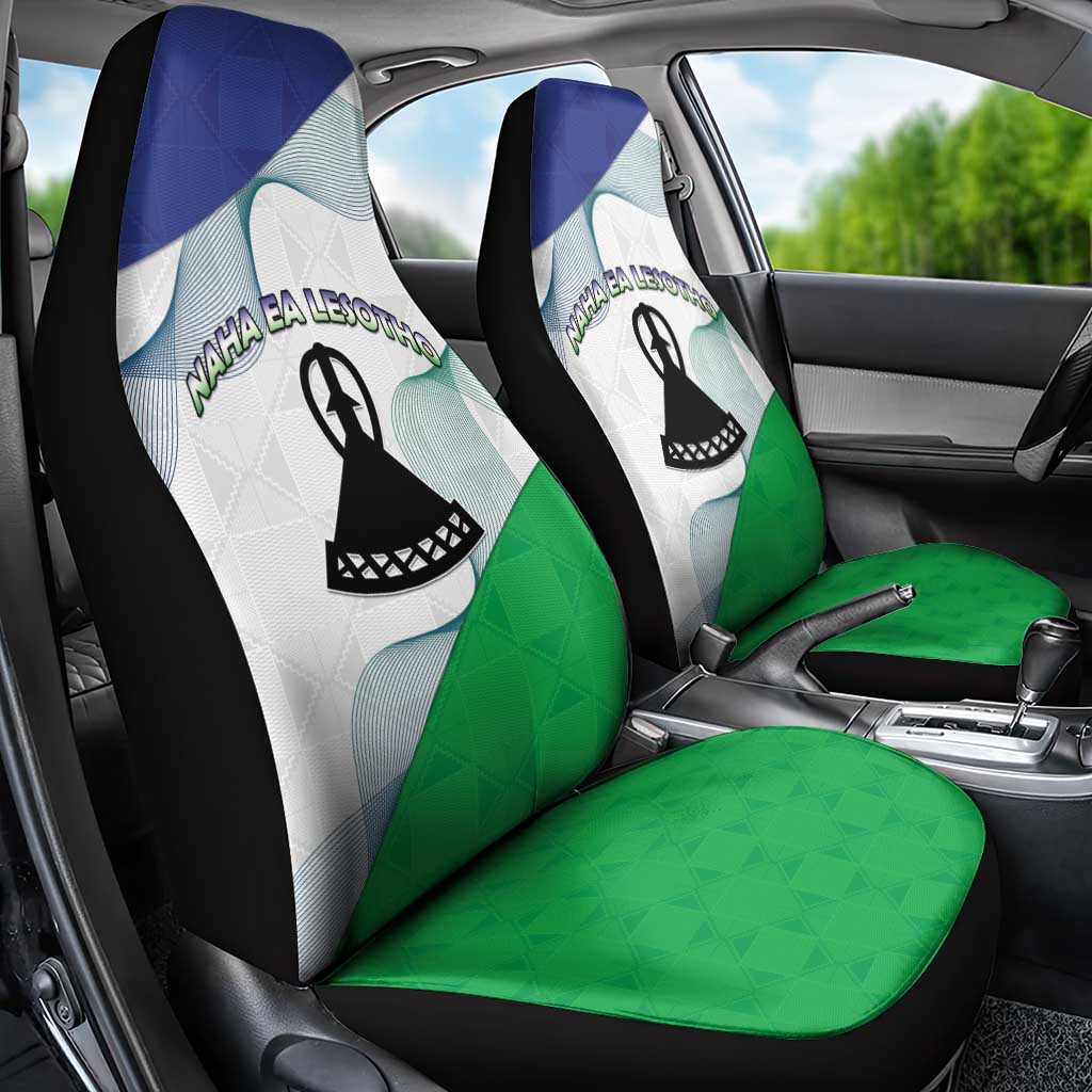 Naha ea Lesotho Car Seat Cover Coat Of Arms With Kente Pattern - African Pride