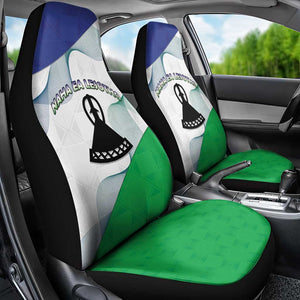 Naha ea Lesotho Car Seat Cover Coat Of Arms With Kente Pattern - African Pride