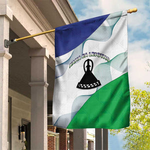 Naha ea Lesotho Garden Flag Coat Of Arms With Kente Pattern - African Pride