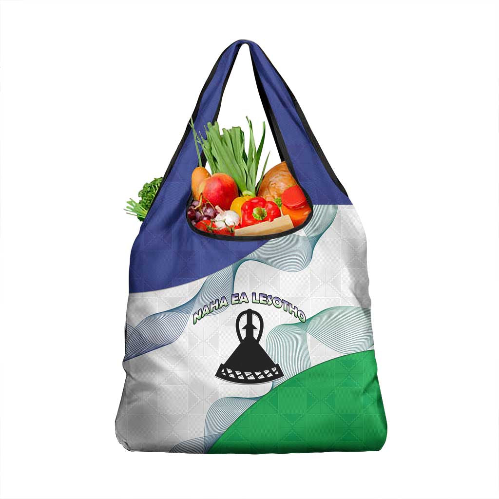 Naha ea Lesotho Grocery Bag Coat Of Arms With Kente Pattern - African Pride