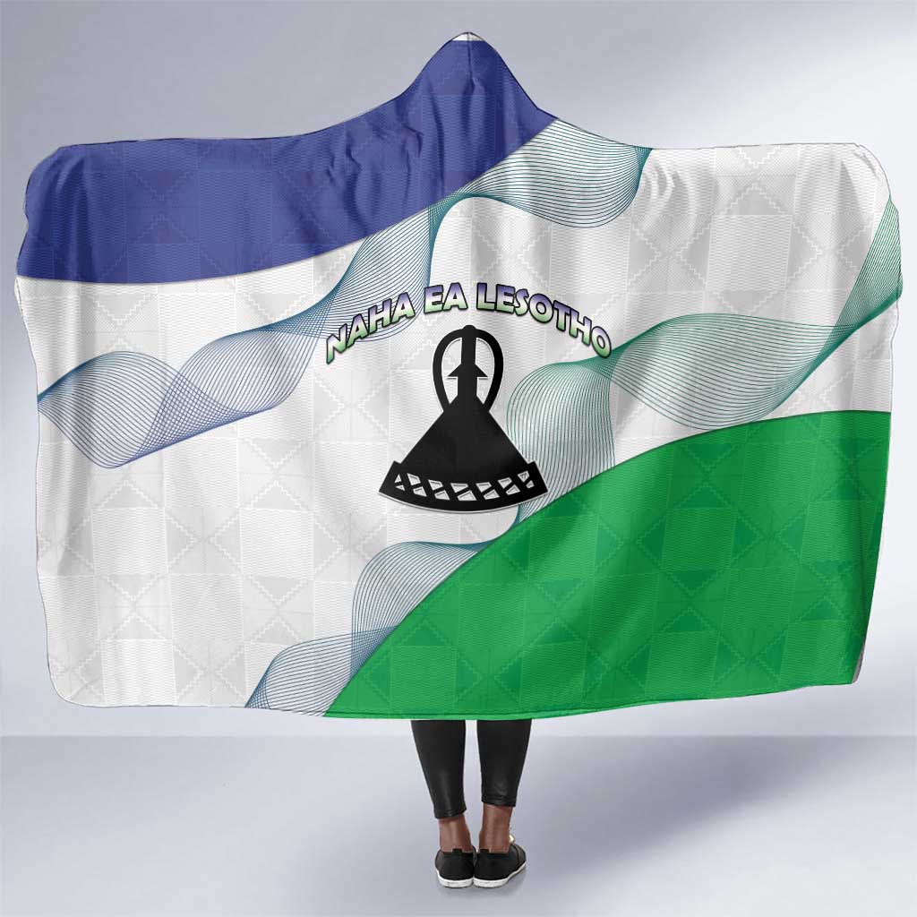 Naha ea Lesotho Hooded Blanket Coat Of Arms With Kente Pattern - African Pride