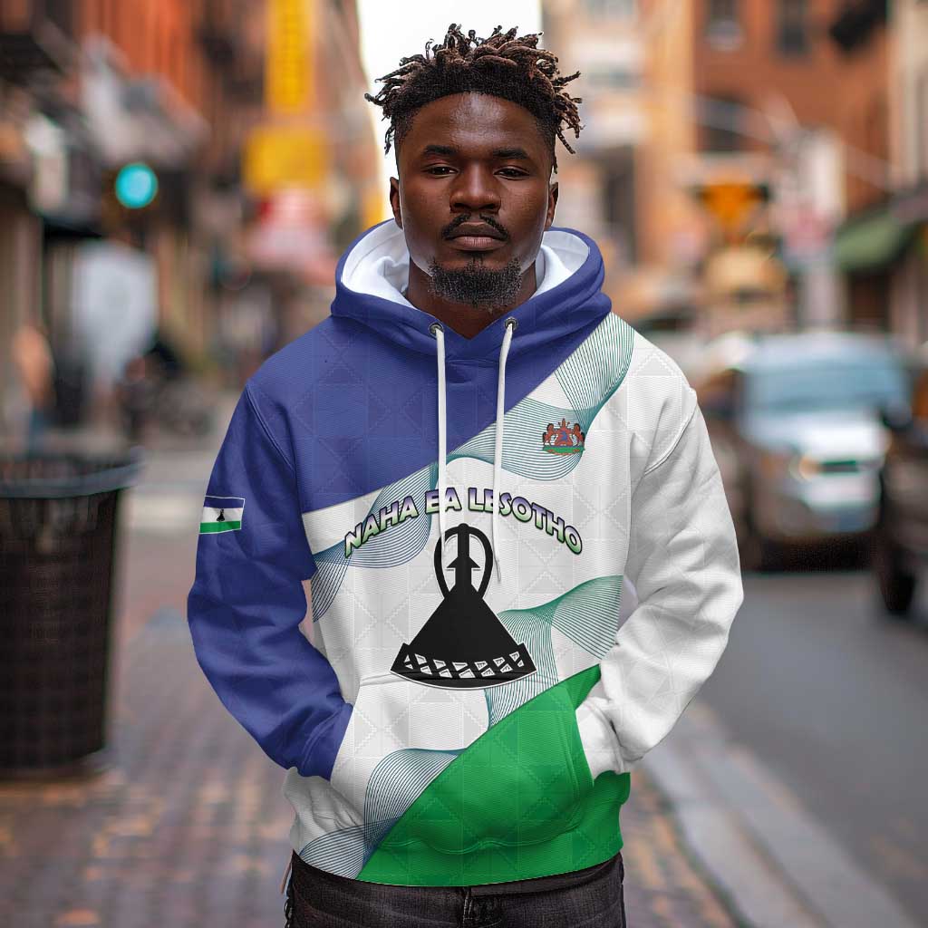 Personalized Naha ea Lesotho Hoodie Coat Of Arms With Kente Pattern - African Pride