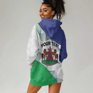 Personalized Naha ea Lesotho Hoodie Dress Coat Of Arms With Kente Pattern - African Pride