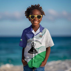 Personalized Naha ea Lesotho Kid Hawaiian Shirt Coat Of Arms With Kente Pattern - African Pride