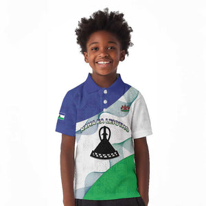 Personalized Naha ea Lesotho Kid Polo Shirt Coat Of Arms With Kente Pattern - African Pride