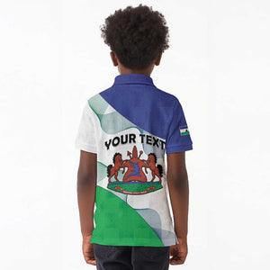 Personalized Naha ea Lesotho Kid Polo Shirt Coat Of Arms With Kente Pattern - African Pride