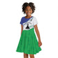 Personalized Naha ea Lesotho Kid Short Sleeve Dress Coat Of Arms With Kente Pattern - African Pride