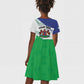 Personalized Naha ea Lesotho Kid Short Sleeve Dress Coat Of Arms With Kente Pattern - African Pride