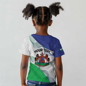 Personalized Naha ea Lesotho Kid T shirt Coat Of Arms With Kente Pattern - African Pride
