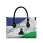 Lesotho Leather Bag Coat Of Arms With Kente Pattern