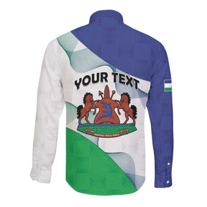 Personalized Naha ea Lesotho Long Sleeve Button Shirt Coat Of Arms With Kente Pattern - African Pride