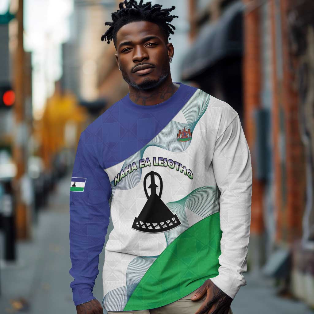 Personalized Naha ea Lesotho Long Sleeve Shirt Coat Of Arms With Kente Pattern - African Pride