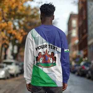 Personalized Naha ea Lesotho Long Sleeve Shirt Coat Of Arms With Kente Pattern - African Pride