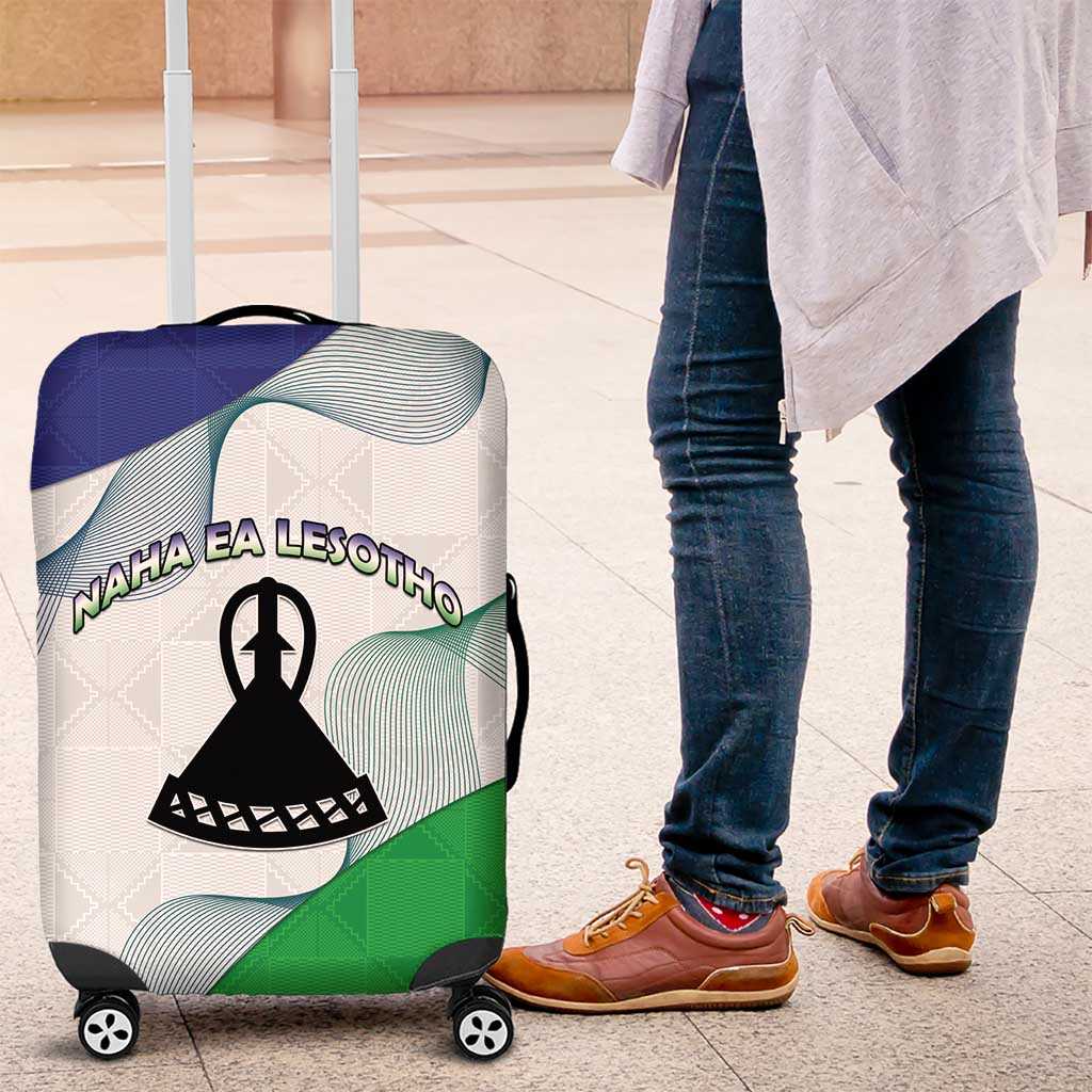 Naha ea Lesotho Luggage Cover Coat Of Arms With Kente Pattern - African Pride