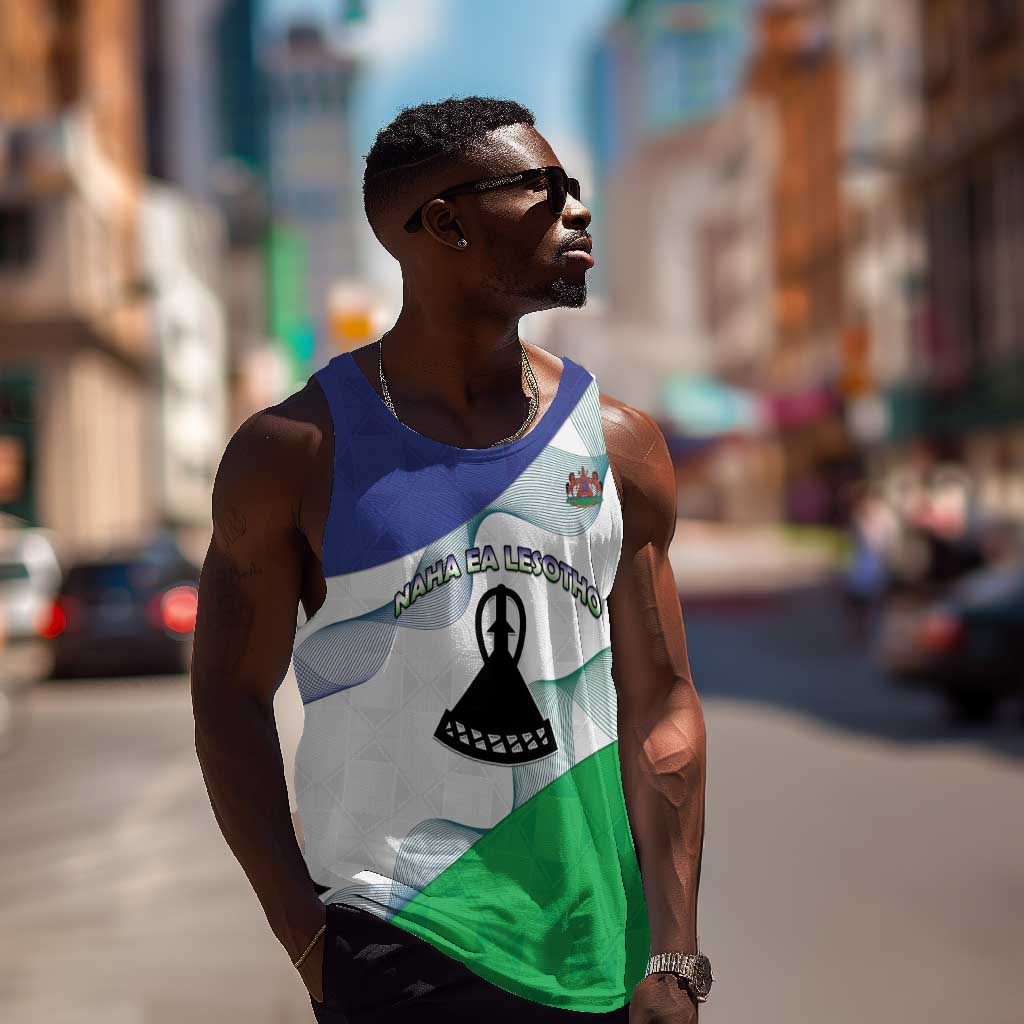Personalized Naha ea Lesotho Men Tank Top Coat Of Arms With Kente Pattern - African Pride