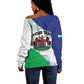 Personalized Naha ea Lesotho Off Shoulder Sweater Coat Of Arms With Kente Pattern - African Pride