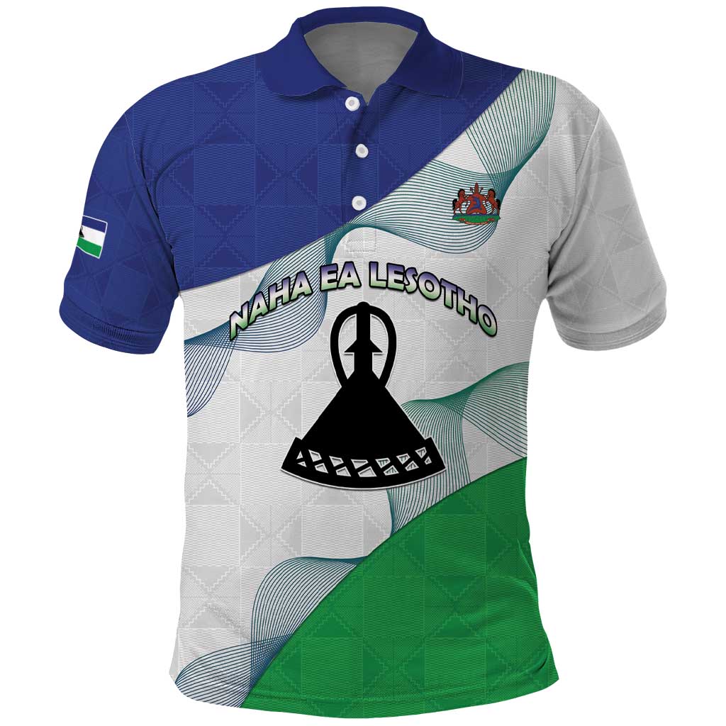 Personalized Naha ea Lesotho Polo Shirt Coat Of Arms With Kente Pattern - African Pride