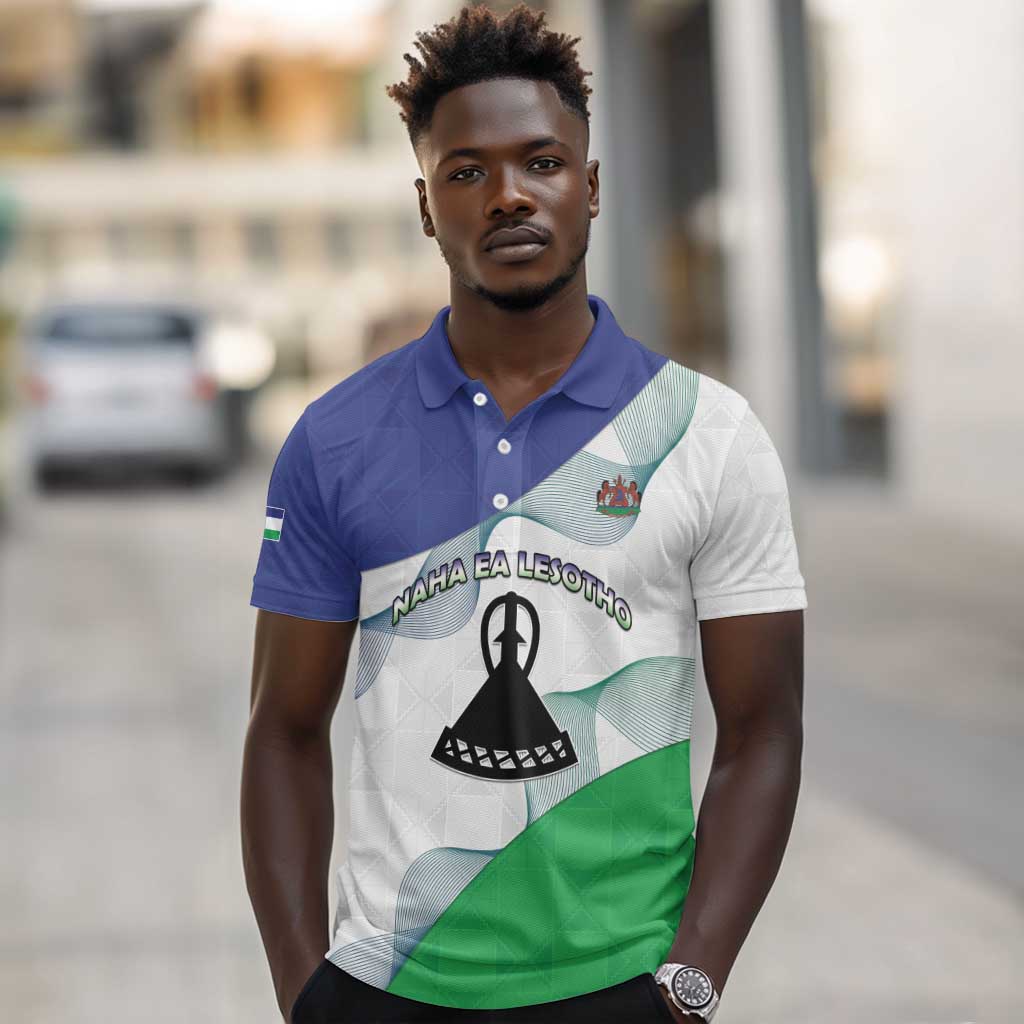 Personalized Naha ea Lesotho Polo Shirt Coat Of Arms With Kente Pattern - African Pride