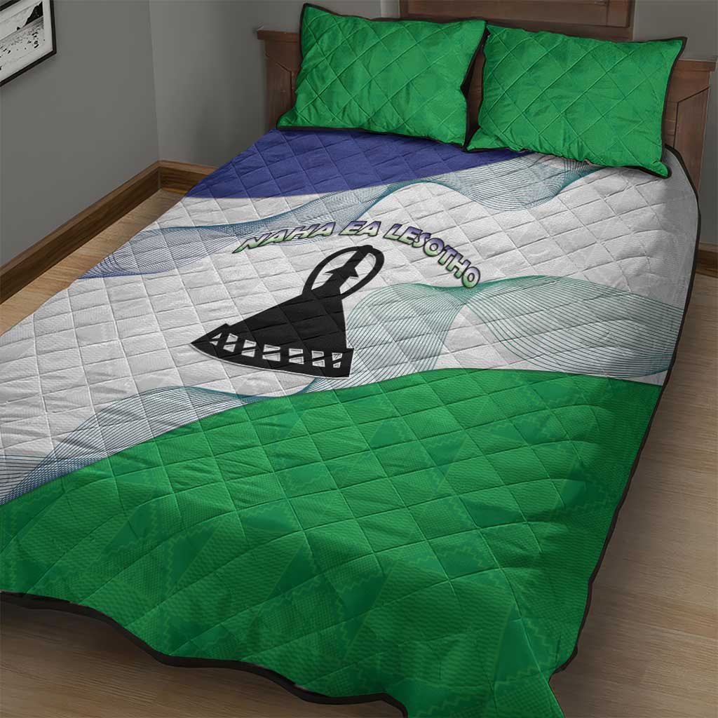 Naha ea Lesotho Quilt Bed Set Coat Of Arms With Kente Pattern - African Pride