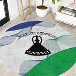 Naha ea Lesotho Round Carpet Coat Of Arms With Kente Pattern - African Pride