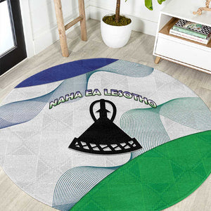 Naha ea Lesotho Round Carpet Coat Of Arms With Kente Pattern - African Pride