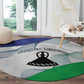 Naha ea Lesotho Round Carpet Coat Of Arms With Kente Pattern - African Pride
