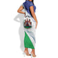 Personalized Naha ea Lesotho Short Sleeve Bodycon Dress Coat Of Arms With Kente Pattern - African Pride
