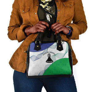 Naha ea Lesotho Shoulder Handbag Coat Of Arms With Kente Pattern - African Pride