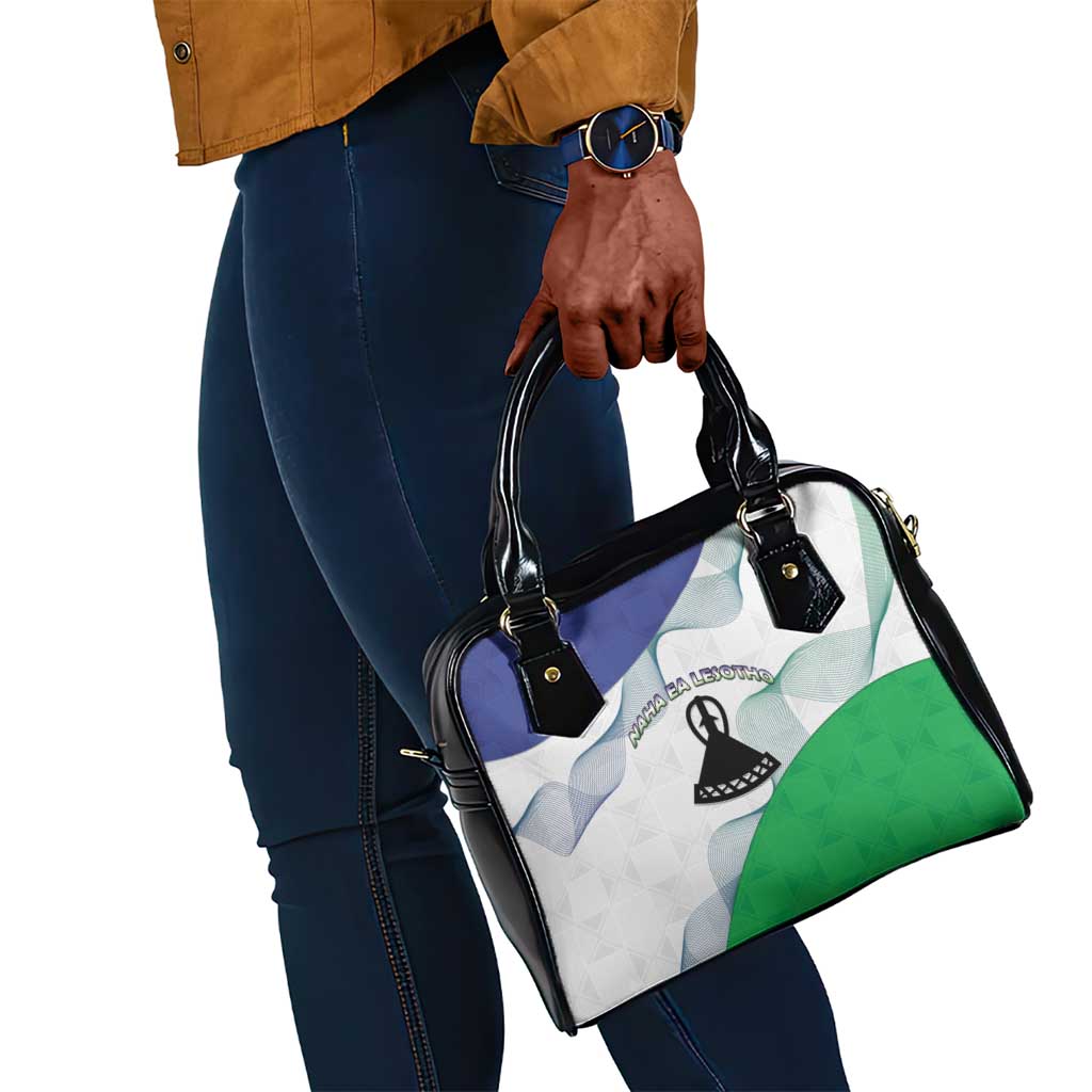 Naha ea Lesotho Shoulder Handbag Coat Of Arms With Kente Pattern - African Pride