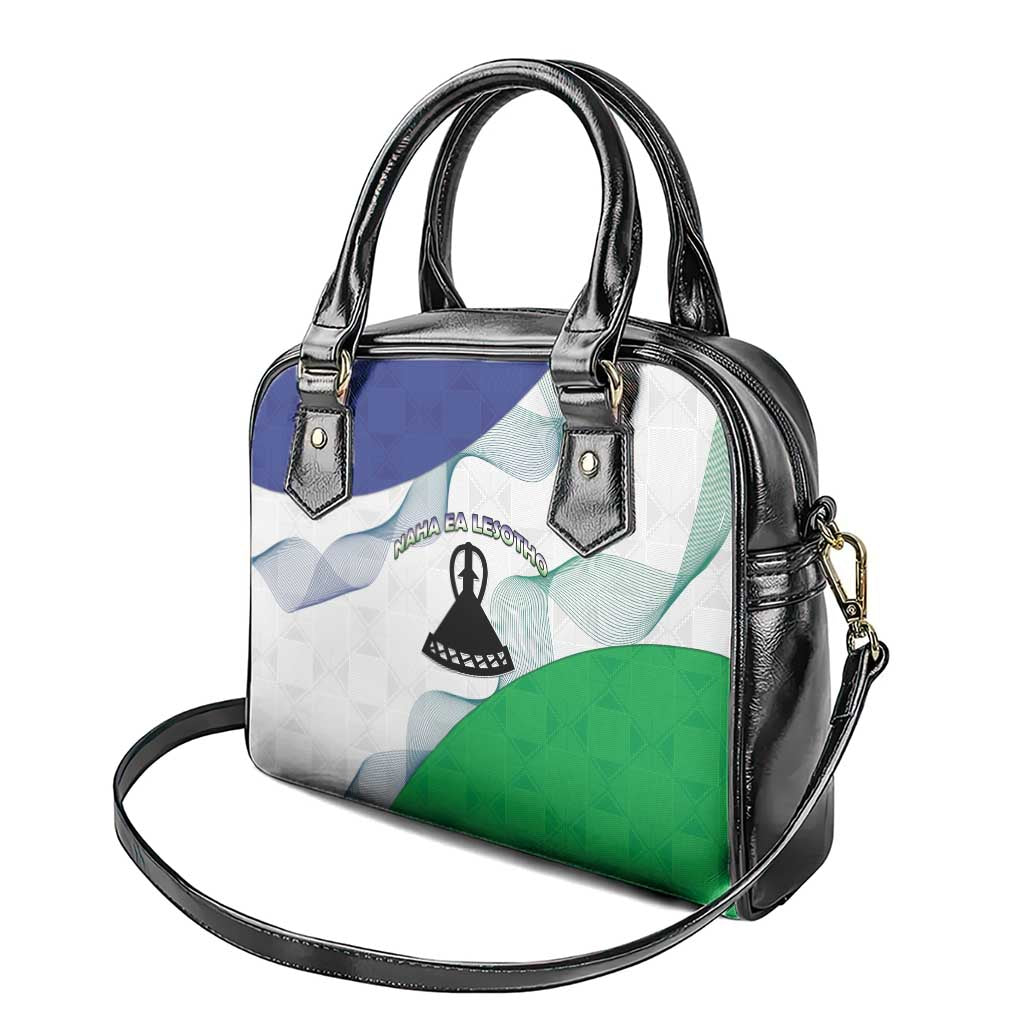 Naha ea Lesotho Shoulder Handbag Coat Of Arms With Kente Pattern - African Pride
