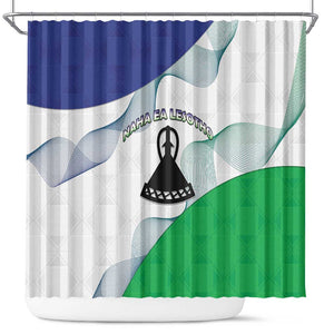 Naha ea Lesotho Shower Curtain Coat Of Arms With Kente Pattern - African Pride