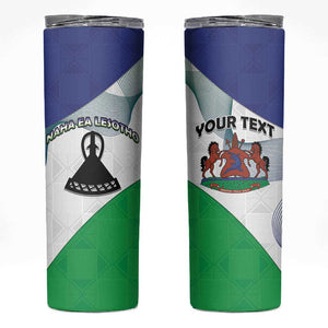 Personalized Naha ea Lesotho Skinny Tumbler Coat Of Arms With Kente Pattern - African Pride
