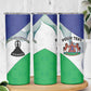 Personalized Naha ea Lesotho Skinny Tumbler Coat Of Arms With Kente Pattern - African Pride