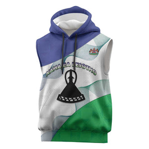 Personalized Naha ea Lesotho Sleeveless Hoodie Coat Of Arms With Kente Pattern - African Pride
