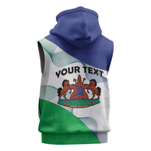Personalized Naha ea Lesotho Sleeveless Hoodie Coat Of Arms With Kente Pattern - African Pride
