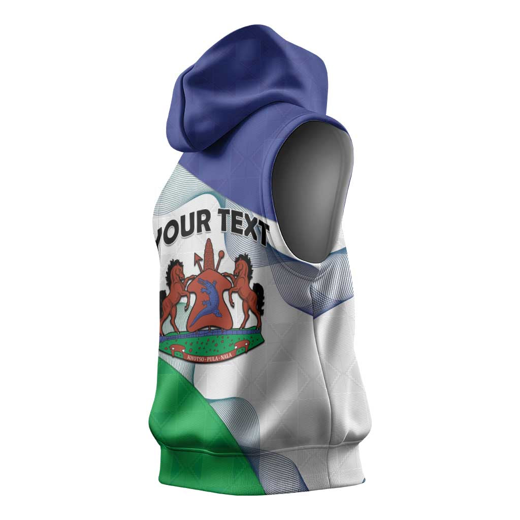 Personalized Naha ea Lesotho Sleeveless Hoodie Coat Of Arms With Kente Pattern - African Pride