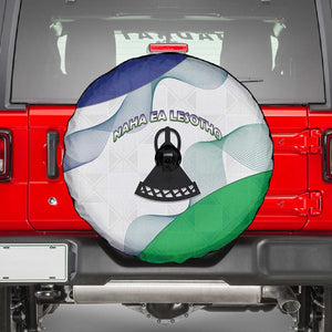 Naha ea Lesotho Spare Tire Cover Coat Of Arms With Kente Pattern - African Pride