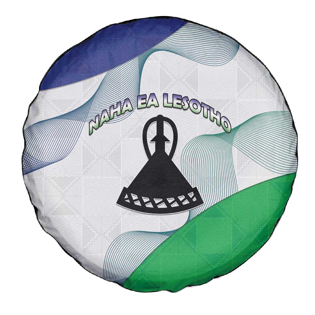 Naha ea Lesotho Spare Tire Cover Coat Of Arms With Kente Pattern - African Pride