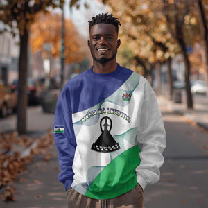 Personalized Naha ea Lesotho Sweatshirt Coat Of Arms With Kente Pattern - African Pride