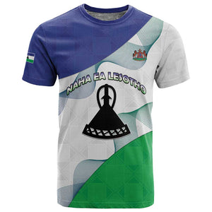 Personalized Naha ea Lesotho T shirt Coat Of Arms With Kente Pattern - African Pride