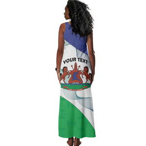 Personalized Naha ea Lesotho Tank Maxi Dress Coat Of Arms With Kente Pattern - African Pride