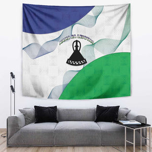 Naha ea Lesotho Tapestry Coat Of Arms With Kente Pattern - African Pride