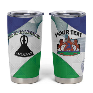 Personalized Naha ea Lesotho Tumbler Cup Coat Of Arms With Kente Pattern - African Pride