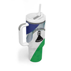Personalized Naha ea Lesotho Tumbler With Handle Coat Of Arms With Kente Pattern - African Pride