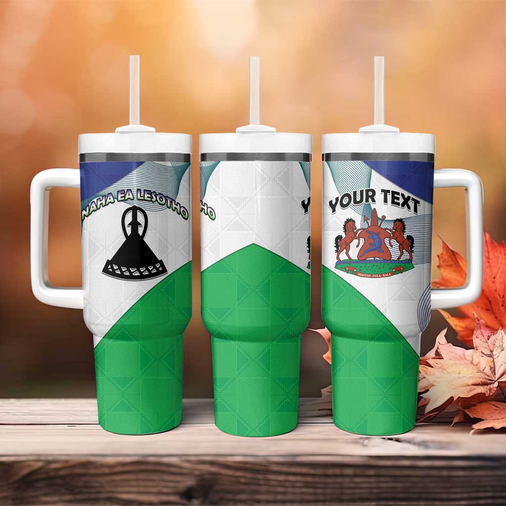 Personalized Naha ea Lesotho Tumbler With Handle Coat Of Arms With Kente Pattern - African Pride