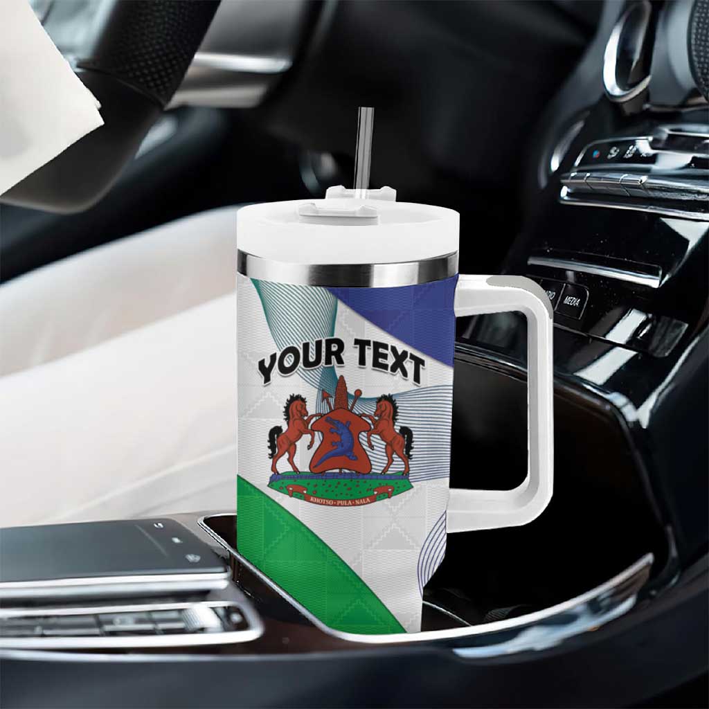 Personalized Naha ea Lesotho Tumbler With Handle Coat Of Arms With Kente Pattern - African Pride
