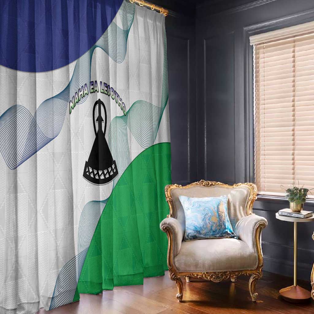 Naha ea Lesotho Window Curtain Coat Of Arms With Kente Pattern - African Pride