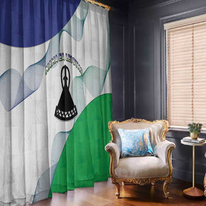 Naha ea Lesotho Window Curtain Coat Of Arms With Kente Pattern - African Pride