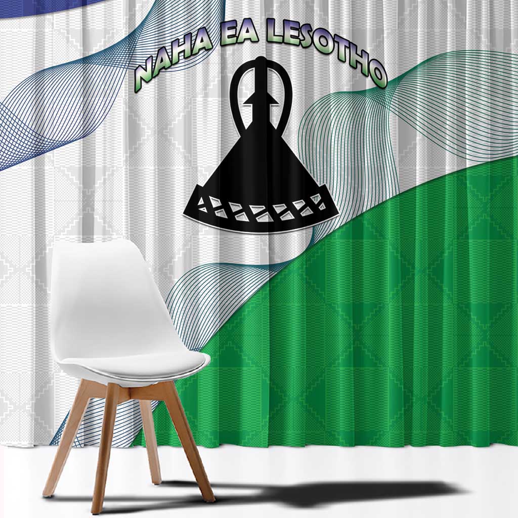 Naha ea Lesotho Window Curtain Coat Of Arms With Kente Pattern - African Pride